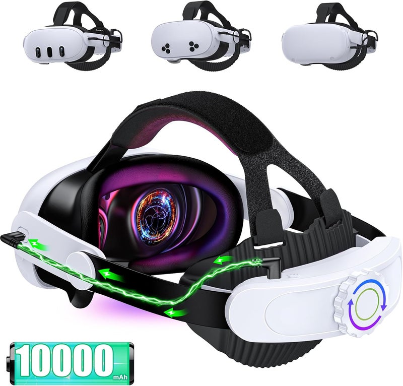 Svetaecho Upgraded Comfort Head Strap Compatible with Meta Quest 3S/Quest 2/Quest 3 Head Strap, Adjustable Elite Strap 10000mAh Rechargeable Battery Compatible with Meta Quest 3S/3/2 - Image 1